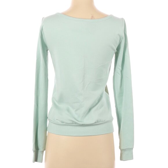 Anthropologie Bailey 44 Mint Green Faux Leather Paneled Sweatshirt S NWOT - Picture 2 of 2